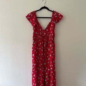 J. Crew Red Floral Maxi Dress